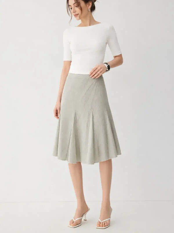 Minimal Fitted Top with Textured A-Line Skirt