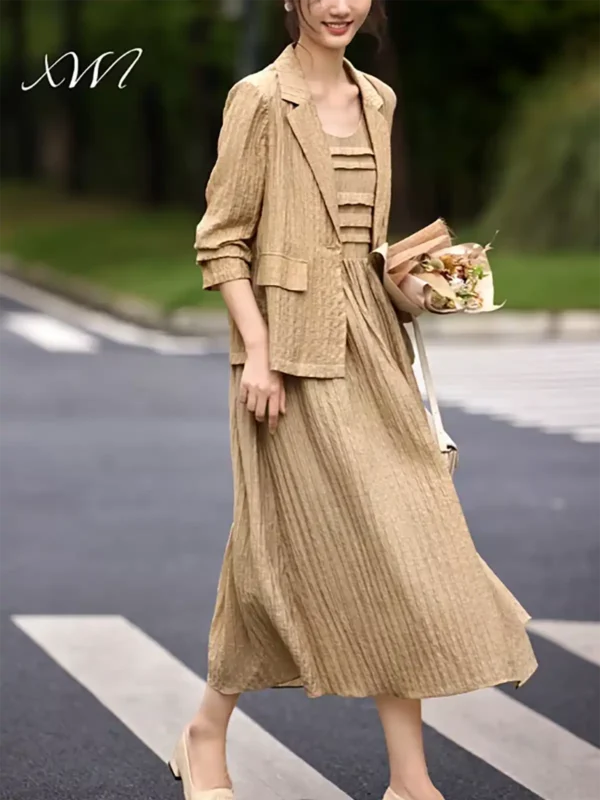 Soft Blazer and Halter Dress Set