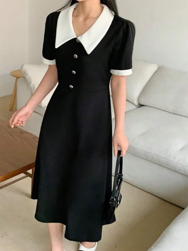 Collared short-sleeve dress