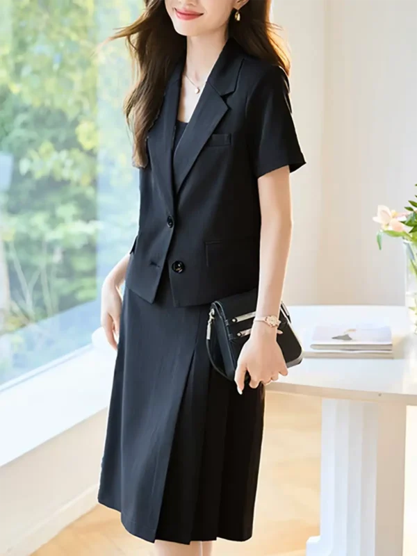 Short Sleeve Blazer + A line Skirt